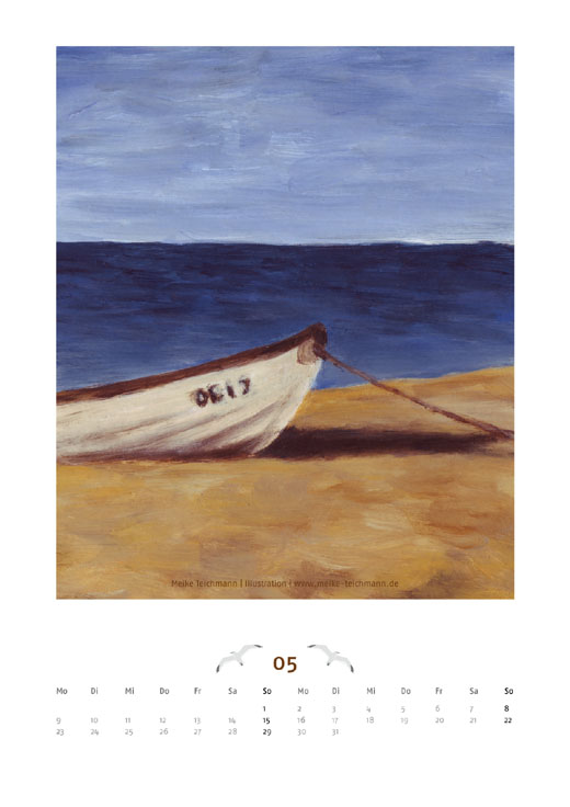 Kalenderblatt-Mai2011 Schiff am Nordsee-Strand
