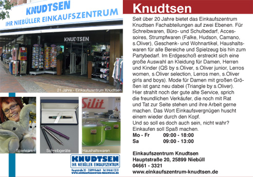 Einkaufszentrum-Niebuell Einkaufen bei Knudtsen in Niebüll