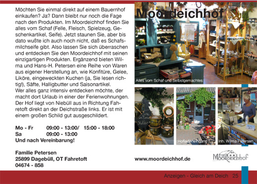 Moordeichhof-Fahretoft Einkaufen auf dem Bauernhof