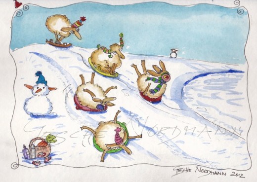 Schafe-am-Deich Malerei - Illustrationen - Motive von Schafen